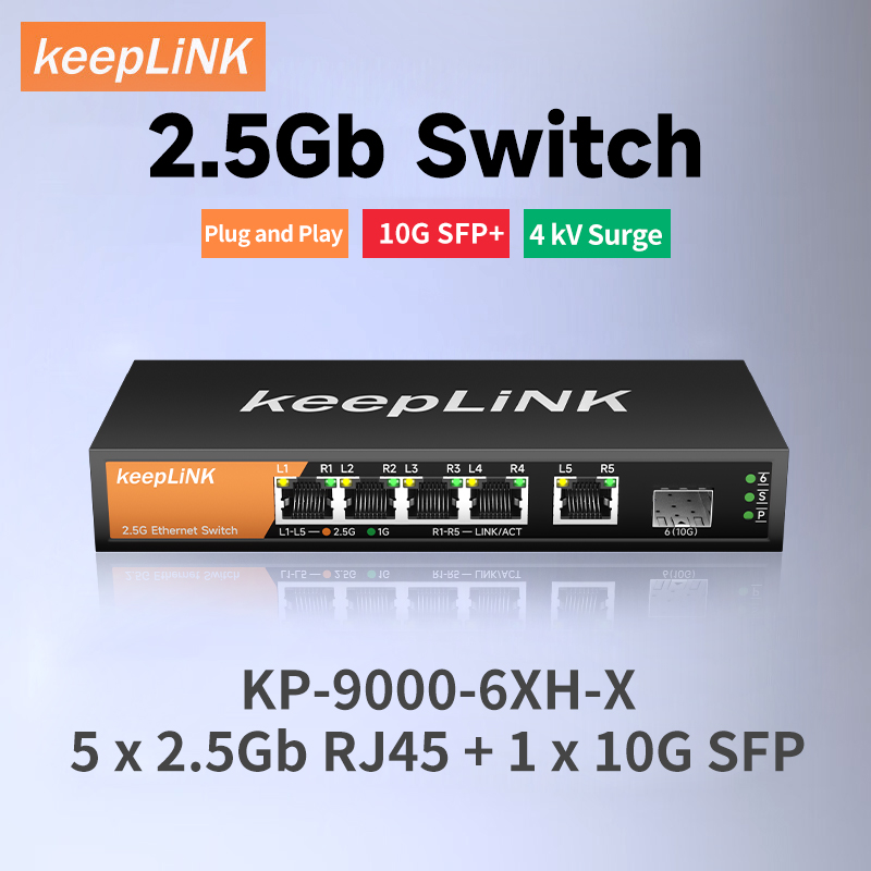 Power Over Ethernet - محول KeepLiNK متعدد جيجابت بـ 6